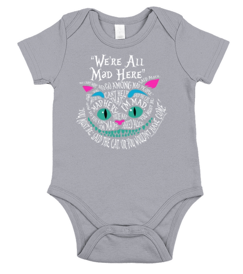 All Mad Here Wonderland Cheshire Cat Love Cats Short Sleeve Baby One-Piece