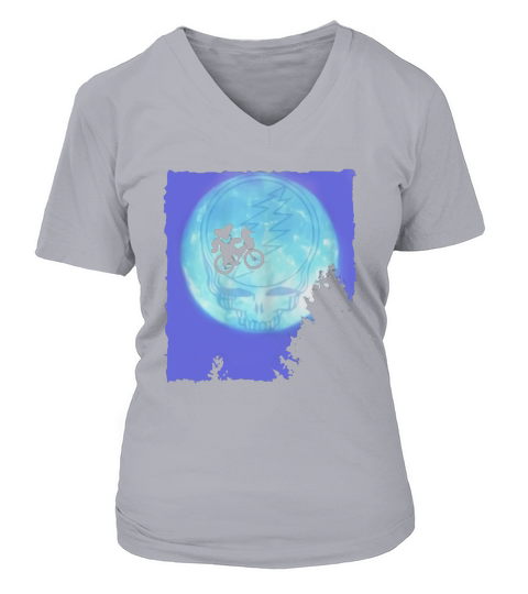Bear Cycling The Moon Grateful Dead V-neck T-Shirt Woman