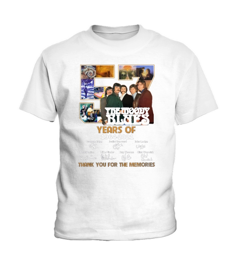 The Moody Blues 57 years of 1964 2021 signatures thank you for the memories Kids T-Shirt