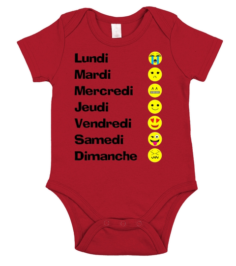 Days of the Week in French with Emojis Short Sleeve Baby One-Piece