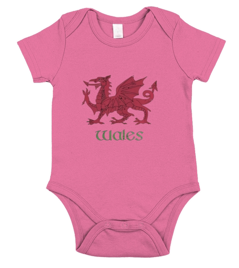 Wales Dragon T-Shirt Vintage Welsh Flag Tee Short Sleeve Baby One-Piece