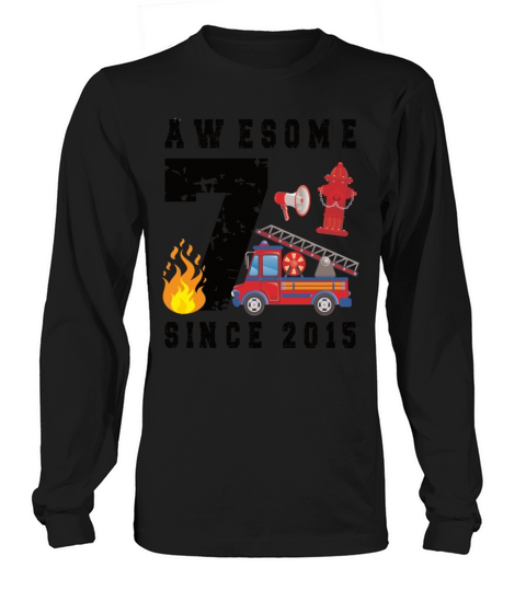 7th Birthday Gift Firefighter Boy Born in 2015 Women's Long Sleeve