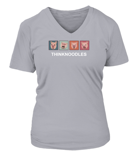 thinknoodles  pig V-neck T-Shirt Woman