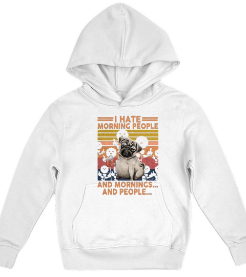 Pug I hate morning people and mornings and people vintage retro Kids Hoodie