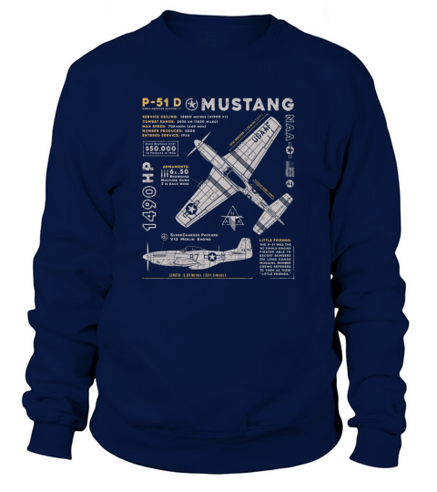 P51 Mustang North American Aviation Vintage Fighter Plane Sweatshirt Unisex