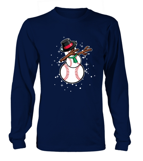 Dabbing Snowman Baseball Funny Christmas Gift Women's Long Sleeve