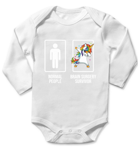 Dabbing Unicorn Brain Surgery Survivor Recovery Get Well Long Sleeve Baby One-Piece