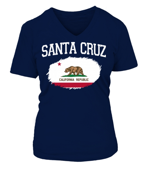 Santa Cruz Ca California Flag Vintage Usa Sports M Women's V-Neck T-shirt