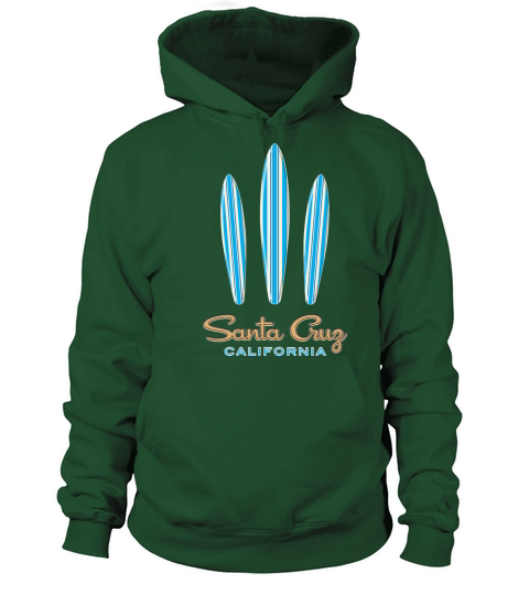 Santa Cruz California w Three Surfboards Blue Women's Hoodie