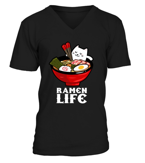 Ramen Life Cat Eat Men's V-Neck T-shirt