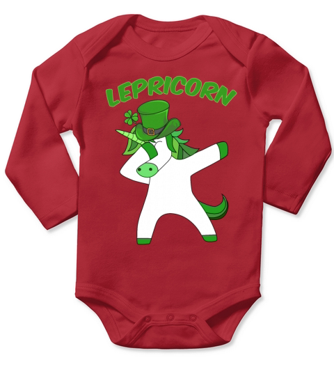 St Patricks Day Dab Dabbing Einhorn Lepricorn Long Sleeve Baby One-Piece