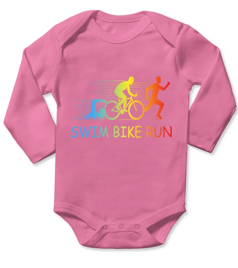 Swim Bike Run Triathlon Gift Motivation Triathlete Long Sleeve Baby One-Piece