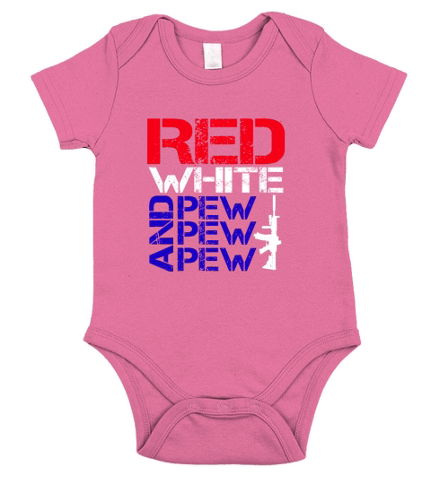 Red white and pew pew pew Short Sleeve Baby One-Piece