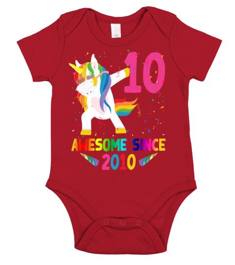 Awesome Since 2010 10 Years Old 10th Birthday Unic Short Sleeve Baby One-Piece