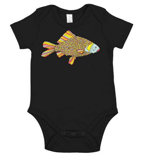 Fishy fish going for a little swimmy swim Short Sleeve Baby One-Piece
