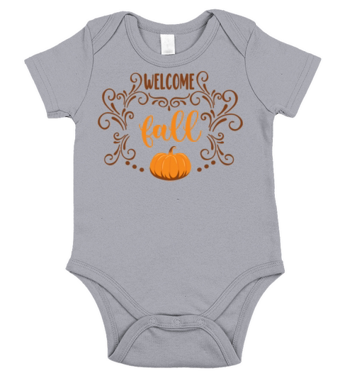 Welcome fall quote with decoration and pumpkin Short Sleeve Baby One-Piece