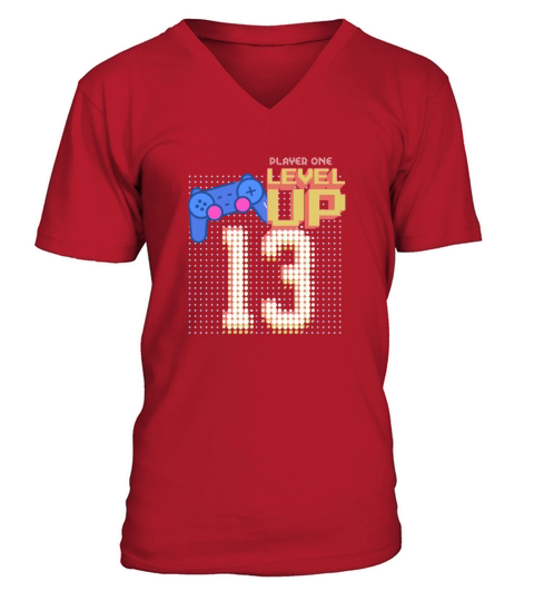Level 13 Unlocked Birthday Video Game 13th Gamer Men's V-Neck T-shirt