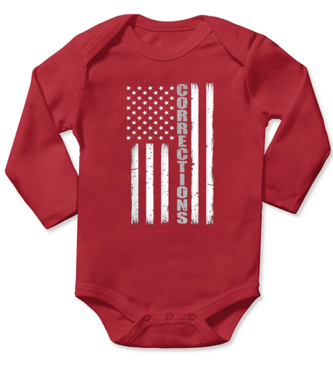 Thin Silver Line American Flag Corrections Long Sleeve Baby One-Piece