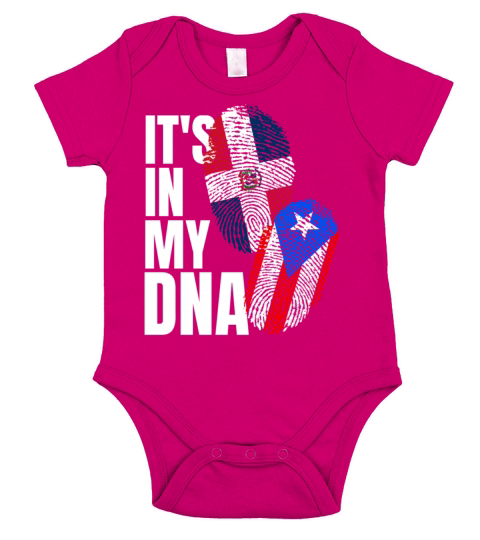 Dominican And Puerto Rican DNA Heritage Flag Gift Short Sleeve Baby One-Piece