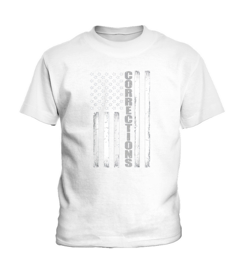 Thin Silver Line American Flag Corrections Kids T-Shirt