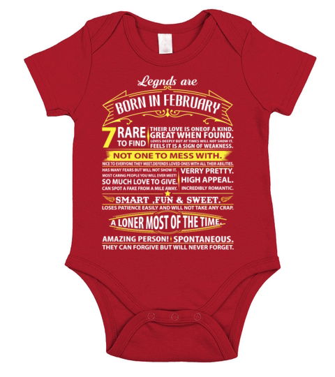 Legends Are Born In February Short Sleeve Baby One-Piece