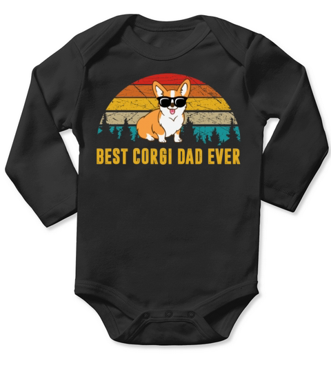 Dog Vintage Best Corgi Dad ever Daddy Fathers day Long Sleeve Baby One-Piece