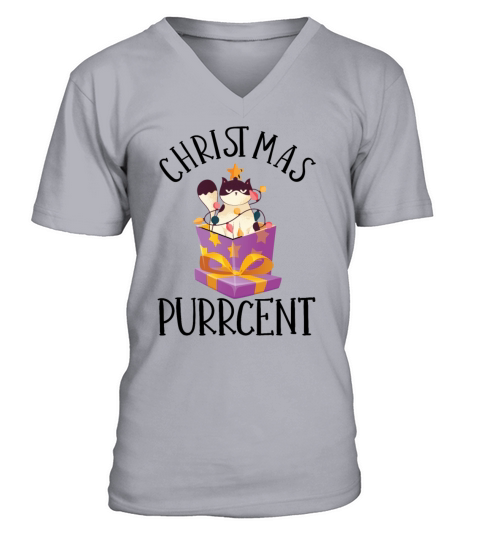 Christmas Purrcent Funny Cat Kitten Pet Animal Men's V-Neck T-shirt
