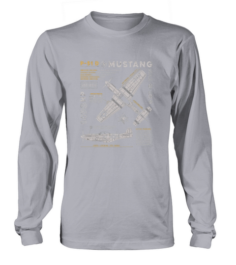 P51 Mustang North American Aviation Vintage Fighter Plane Long sleeved Unisex