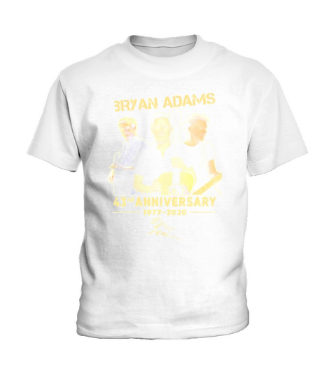 Bryan Adams 43rd Anniversary 1977 2020 Signature Kids T-Shirt