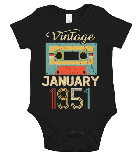 Vintage January 70 Year 1951 70th Birthday Gift Short Sleeve Baby One-Piece