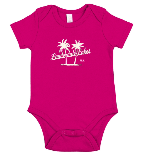 Lauderdale Lakes Florida Vintage 70s Palm Trees Short Sleeve Baby One-Piece