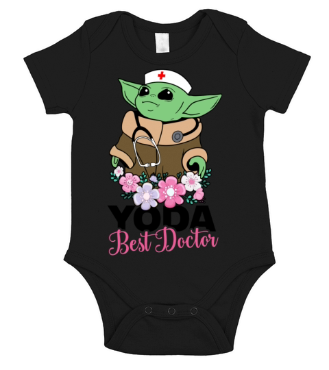 Yoda Best Doctor with Flowers Short Sleeve Baby One-Piece