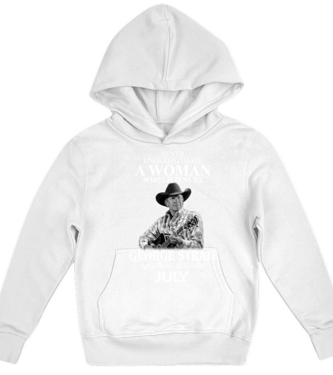 A Woman Who Listens To George Strait And Born In July Kids Hoodie
