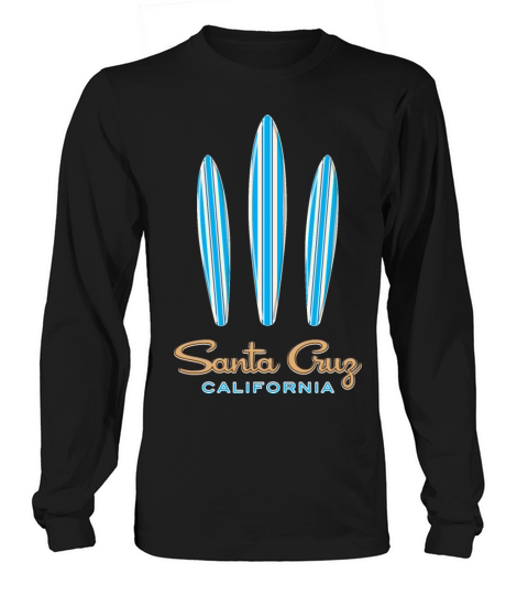 Santa Cruz California w Three Surfboards Blue Women's Long Sleeve