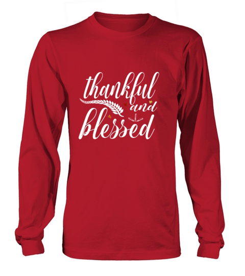 Cute Thankfull And Blessed Feather Leaves Gift Men's Long Sleeve