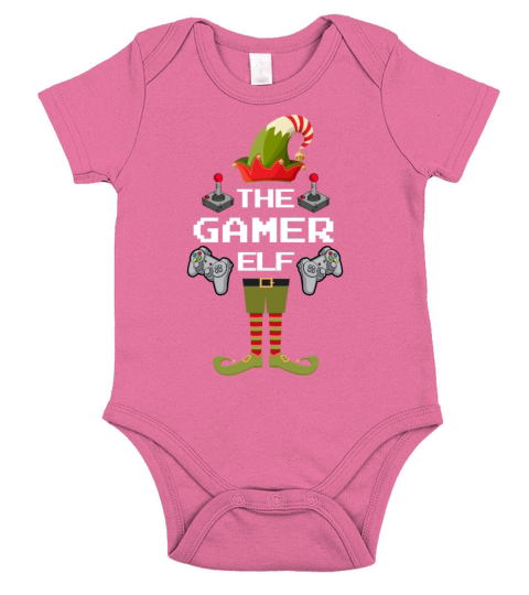 Christmas Gamer Elf Funny Short Sleeve Baby One-Piece