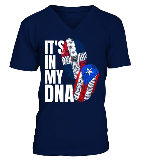 Dominican And Puerto Rican DNA Heritage Flag Gift Men's V-Neck T-shirt