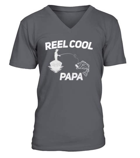 Fathers Day fishing graphic Gift Reel Cool Papa Men's V-Neck T-shirt