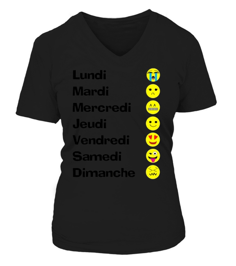 Days of the Week in French with Emojis V-neck T-Shirt Woman