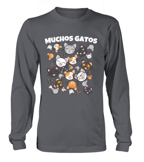 Muchos Gatos Funny Cat Face Shirt Men's Long Sleeve