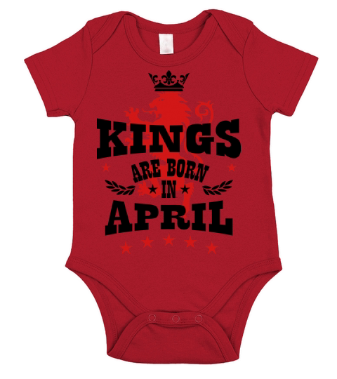 Kings are born in April King Crown Lion Hero Short Sleeve Baby One-Piece