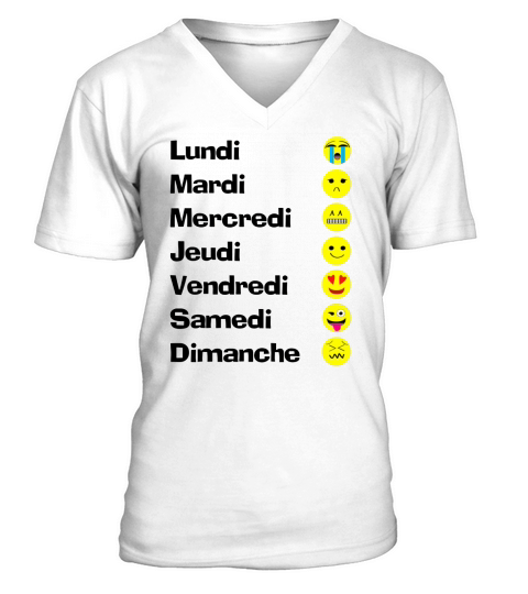 Days of the Week in French with Emojis V-Neck T-shirt