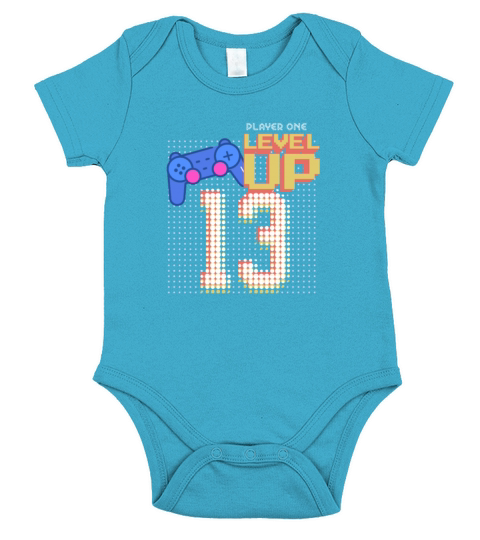 Level 13 Unlocked Birthday Video Game 13th Gamer Short Sleeve Baby One-Piece