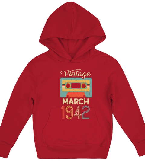 Vintage March 1942 80th Birthday 80 Year Gift Kids Hoodie