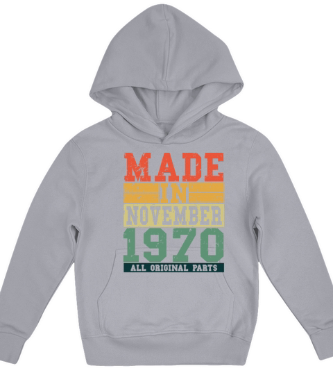 1970 Birthday November Vintage Saying Kids Hoodie