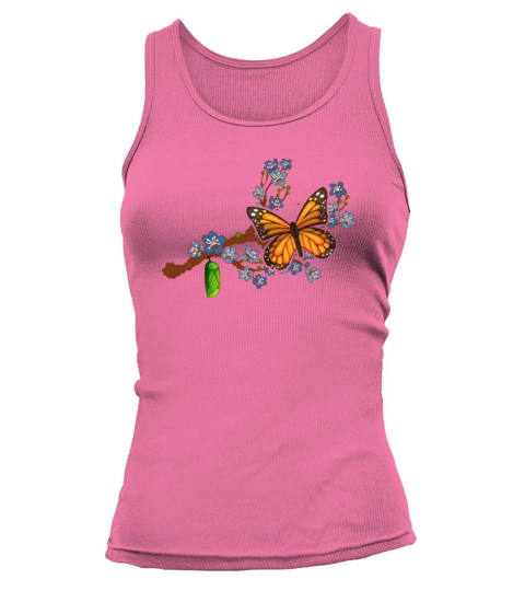Monarch Butterfly And Cocoon On A Blue Cherry Women's Tank Top