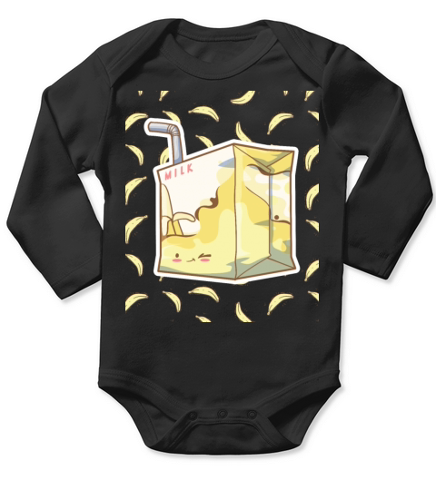 Banana Milk Drink Japanese Kawaii Long Sleeve Baby One-Piece