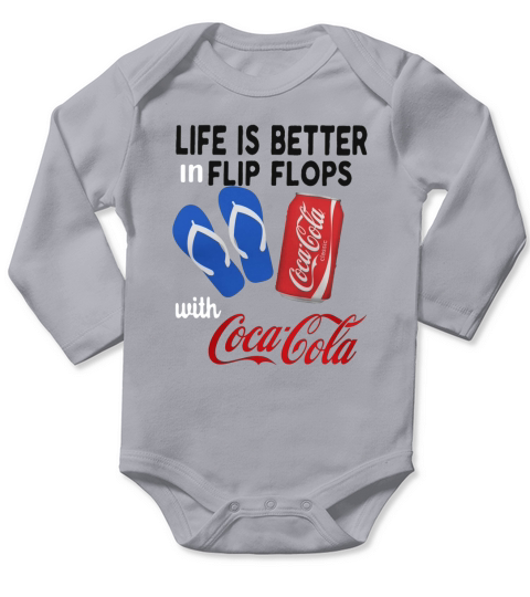 Life is better in flip flops with Coca Cola Long Sleeve Baby One-Piece