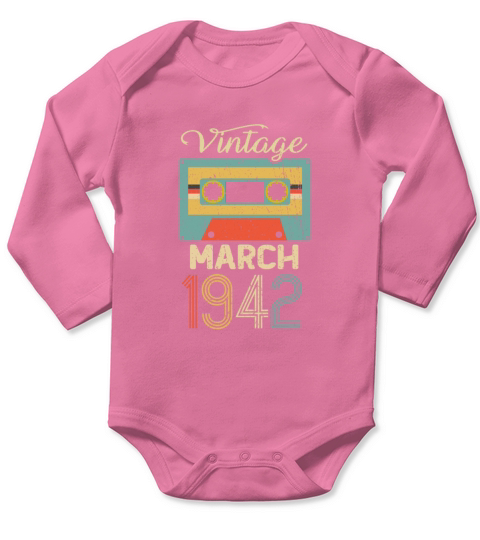 Vintage March 1942 80th Birthday 80 Year Gift Long Sleeve Baby One-Piece