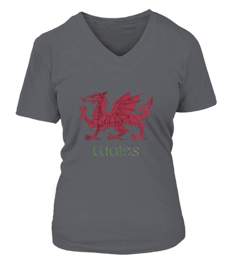 Wales Dragon T-Shirt Vintage Welsh Flag Tee V-neck T-Shirt Woman